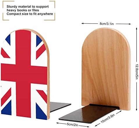 Нескользящие Дървени Поставки за книги с британския флаг Юниън Джак, Здрава Портретно корк за Декоративни рафтове (1