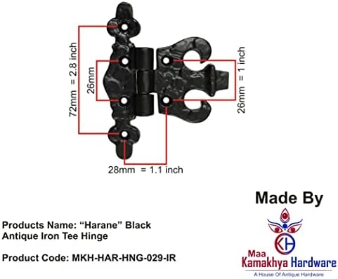 Тройниковая контур Maa Kamakhya Hardware Harane от черно античния желязо (с черно прахово покритие) - Идва по 2 броя в опаковка, 105 mm x 83 mm x 11 mm