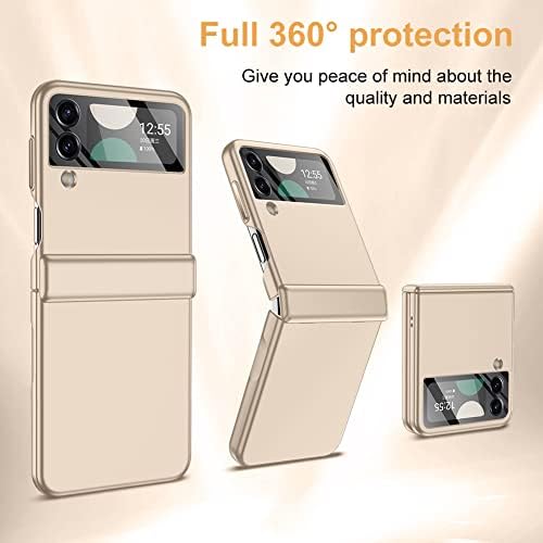 за Samsung Z Flip 4 Case: [Пълна защита на пантите на капака] Тънък калъф за телефон с вградена защита на екрана, Метална клавиш за сила на звука, Безжичен такси за Galaxy Z Flip 4 5G (20