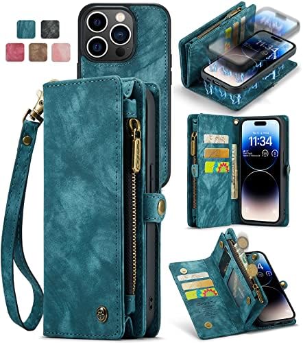 Калъф CaseMe за iPhone 13 Pro Max, една чанта-портфейл, чанта за жени, Мъже, Момичета, Здрав Подвижна Кожена чанта 2 в 1, изкуствена кожа premium с 8 Отделения за карти, Калъф с Магнит?