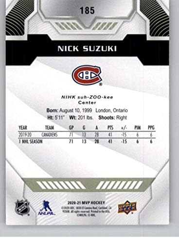 2020-21 MVP на горната палуба #185 Ник Сузуки Монреал Канадиенс Хокейна карта НХЛ NM-MT