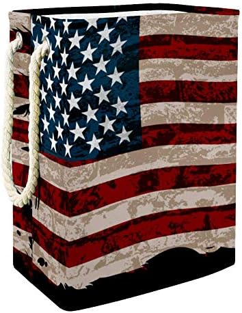 Inhomer Американски Шарени Флаг 300D Оксфорд PVC, Водоустойчив Кошница За Дрехи, Голяма Кошница за Дрехи за Одеяла Дрехи