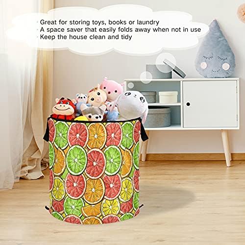 Сгъваема кошница за дрехи ALAZA обем 50 л, Прибиращ се контейнер за съхранение на Цветни резена лимон и грейпфрут/Органайзер