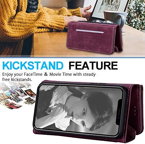 Калъф KUDEX за iPhone SE 2020 с държач за карти, една Чанта-портфейл за iPhone 8, Дизайн пакет, Кожен Флип-Фолио, Сгъваем