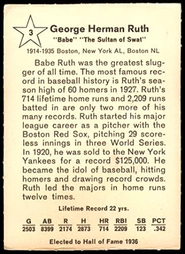 1961 Златна натиснете 3 Бейб Рут на Ню Йорк Янкис (Бейзболна картичка) VG йорк Янкис