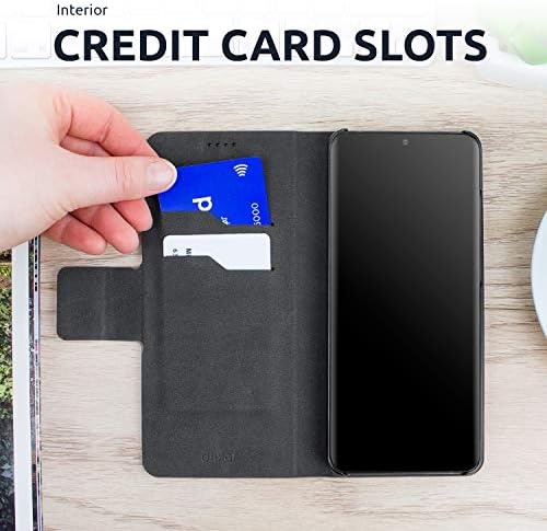 Чанта-портфейл Olixar за Samsung Galaxy S10 5G с държач за карти - флип-надолу поставка-Фолио, една Чанта-портфейл от изкуствена кожа, джоб за лична карта и кредитна карта, който ?