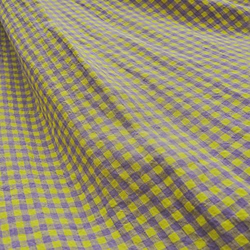Плат за дрехи от лен плат Tencel, смесени с памук и жаккардом (жълто, 3 метра)