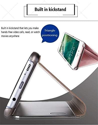 BICHONG е Съвместим с Samsung Galaxy A13 5G Калъф с поставка, завъртащо се на Кожени Огледало за грим, Блестящ Луксозен