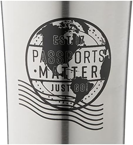 PASSPORTS MATTER ООД - Пътна чаша TRAVEL BY Ч. на 16 унции | Кафеена чаша за пътуване от неръждаема стомана, не съдържат