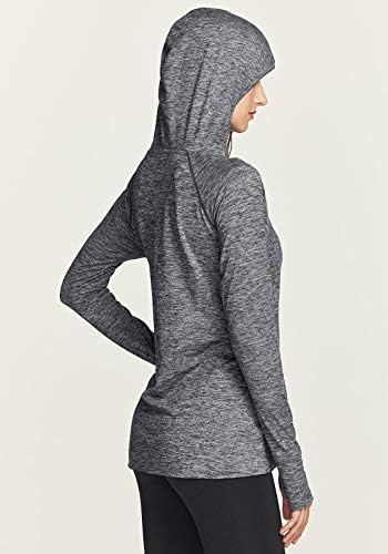 Дамски hoody за джогинг TSLA с дълъг ръкав, Лека спортна Hoody, Тениски-Пуловер с качулка За активни изяви