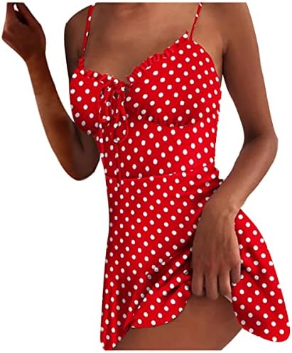 Летни рокли Nxxyeel за жените, сексуалното приталенное рокля с V-образно деколте и принтом в грах, сарафан на спагети презрамки с открити рамене на подтяжках