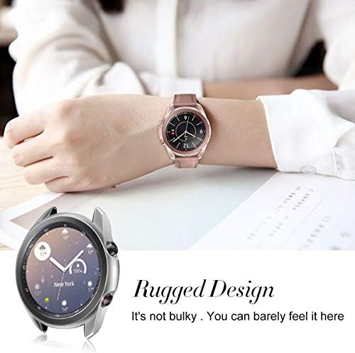 SYXINN Съвместим за Galaxy Watch 3 41 мм Калъф TPU Калъф за Samsung Galaxy Watch3 41 мм Прозрачен + Сребро