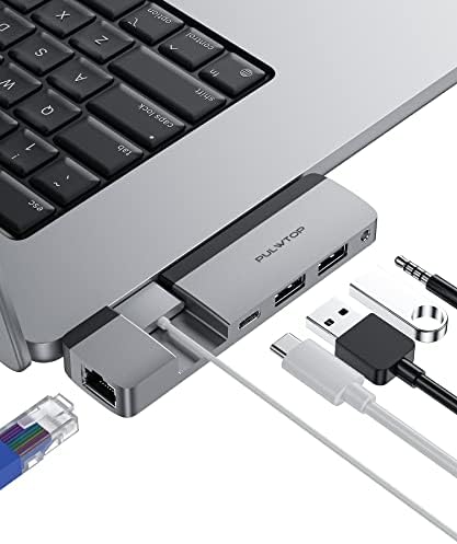 Преносим USB хъб C за MacBook, Многопортовый USB адаптер C Хъб с мултифункционалния порт USB C (поддръжка 5K @ 60Hz, пренос на данни, подаване на мощност 100 W), gigabit Ethernet, 2 * USB, 3.2, за M1