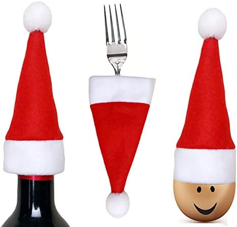 10 БР. Мини-Шапки на Дядо Коледа, Поставки за Коледното Съдове, Коледни Декорации За Бутилки Вино, Украса За Празничната