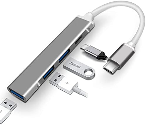 WYFDP Тип C C USB хъб 3,0 4 Порта Мультиразветвитель OTG Адаптер за Pro Air Аксесоари USB 3.0 Тип C Hub (Цвят: бял, размер: 1,7 см. * 8,3 см)