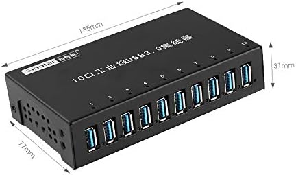 Sipolar - Сплитер USB3.0 10 пристанища - Промишлен USB-хъб за зареждане - Сверхскоростная синхронизация на данни и бързо зареждане