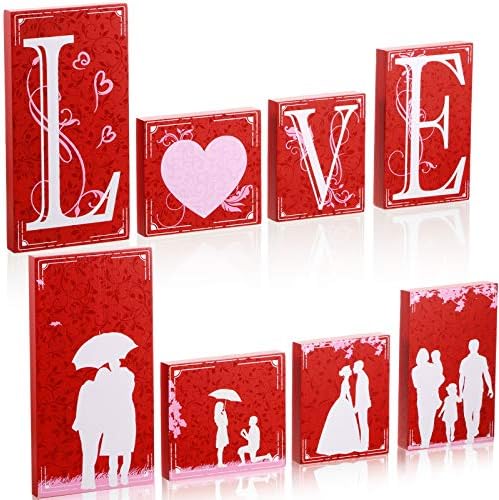 Набор Знаци на Любовта, за Маса на Свети Валентин, Комплект Дървени Знаци на Любовта, Набор от Украса за маса от Дърво