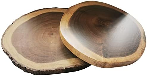 Сервировочное ястие от естествено дърво - Кръгла дъска за Рязане от дърво Акация с жив ръба, Чинии за сервиране на Ястия,
