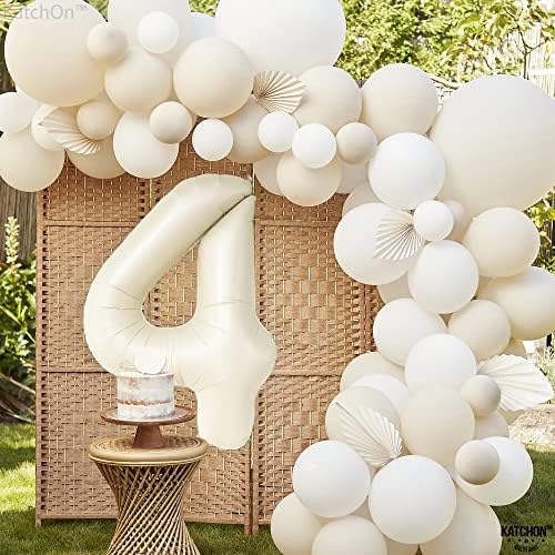 Катчон, Гигантски Кремаво-Бял балон 4 размера - 40 Инча | Декор от балони за 4 рожден ден | Украса на парти в чест на 4-ти рожден ден | балон с Крем 4 размера | балон на 4 годи