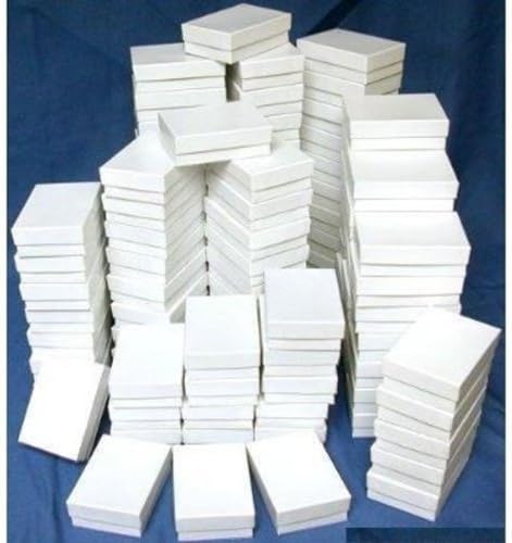 100 Бели Кутии с Хлопковым пълнител 2 5/8 x 1 1/2x 1 за Бижута и подаръци