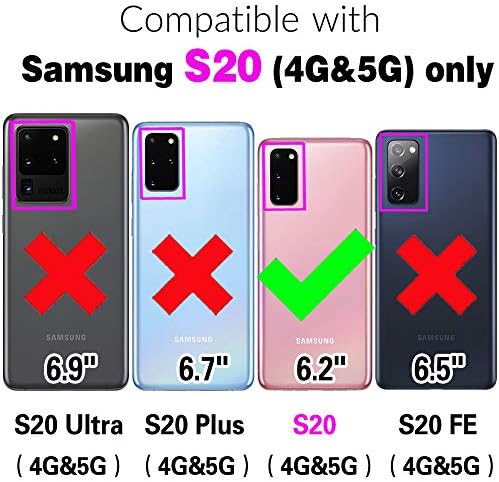 Asuwish е Съвместим с Samsung Galaxy S20 Glaxay S 20 5G UW 6,2-инчов Чанта-портфейл и Защитно фолио за екран от закалено