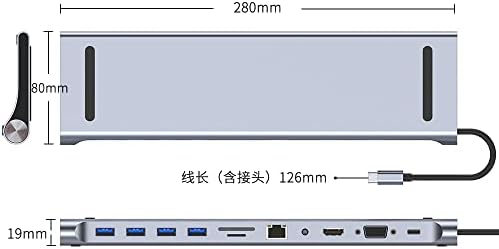 Хъб USB C, хъб Type C, Адаптер 11, 1 Ethernet, 4K C USB към HDMI, VGA, 2 USB3.0 2 USB2.0, четец за карти Micro SD/TF