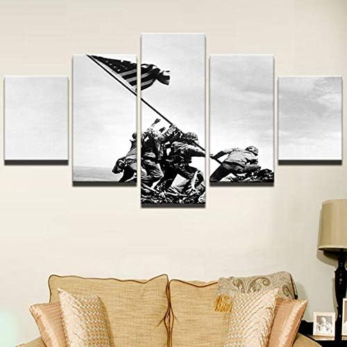 HAOSHUNDA Iwo Jima Морски пехотинци на САЩ Плакат с вдигане на хартата на Втората световна война, Съвременна Живопис