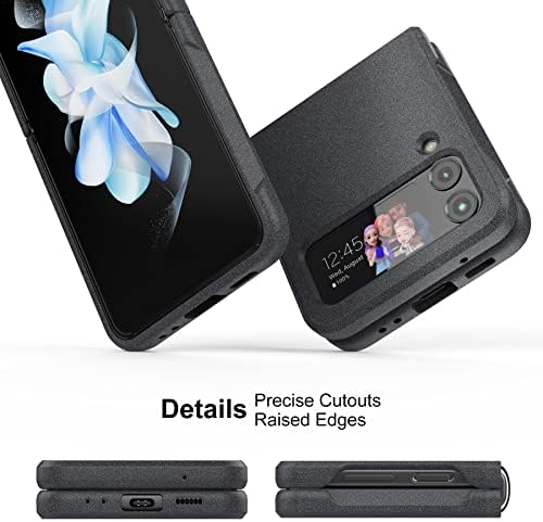 Калъф Cresee за Samsung Galaxy Z Flip 4 (2022) със защитата на панти, текстура пясъчник, Хибриден защитен калъф от твърда