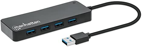 7-портов USB хъб, Manhattan, мъжки и женски, 5 Gbit/s, черен