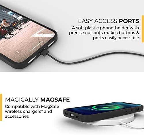 Кожен калъф Snakehive за Apple iPhone 14 Pro Метро || Калъф от естествена кожа, съвместим с безжична зареждане, с подложки