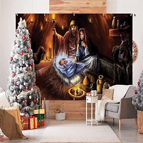 7x16FT Весел Коледен Празничен Банер, Стенни картини на гаражни врати, Зимен, Снежен човек, Дядо коледа, Външно Голямо