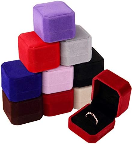 Lamoutor 9шт Кадифе Кутия За Пръстени Кутия За Обеци Подарък Кутия За Бижута в Различни Цветове
