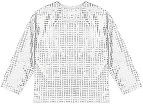 Aislor/ Брилянтна Свободна Тениска с дълъг ръкав цвят Металик за момчета и Момичета в стил Джаз, Хип-Хоп, Денс Костюм