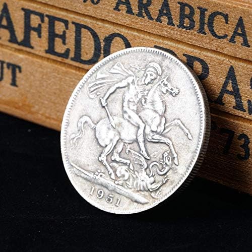 Изискана монета 1951 г. Британски Конен меч Сребърна Монета Героична Рицар на Свети Георги Монета Идеален заместител на Оригиналния монети