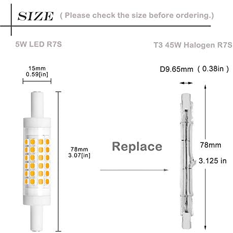 Led лампа Bonlux Dimmable R7S 78 mm (3 ) -5 W T3 с двоен край, J Тип J78 Led прожектор дневна светлина 6000 До 45 W Халогенна