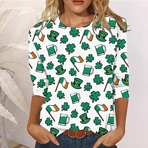 Ризи на Деня на Св. Патрик за Жени, Графична Удобна Тениска с Кръгло Деколте, Големи Размери, Празнична Тениска с Сращиванием