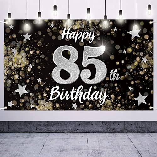 Nelbiirth С 85-ти рожден ден на черно-сребърна звезда, Голям банер - Поздрав с 85-годишен Рожден ден, на фона на фотообоев