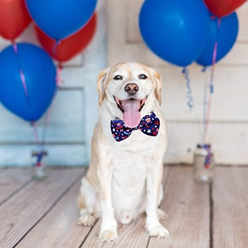 Нашийник с папийонка за кучета 4-ти юли, 2 опаковки Празничен Патриотичен Яка на Деня на Независимостта на САЩ за Големи,