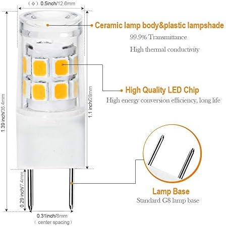 Led лампа G8 GY8.6/T4 с двухконтактным основание, 3 W, смяна на халогенна лампа с мощност 30 W, за осветление кухня под