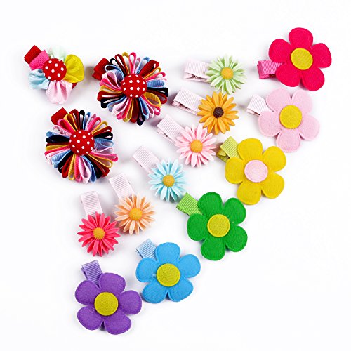 KOONY 16 бр., панделки за коса за малки момичета, цветя, щипки за коса смесен дизайн