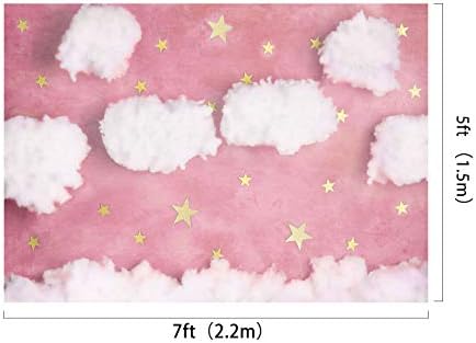 Кейт 7x5ft Бели Облаци на Фона на Розовото Небе Видео Фон Звезда Фон За Снимки Фонове за рождения Ден На Реквизит За