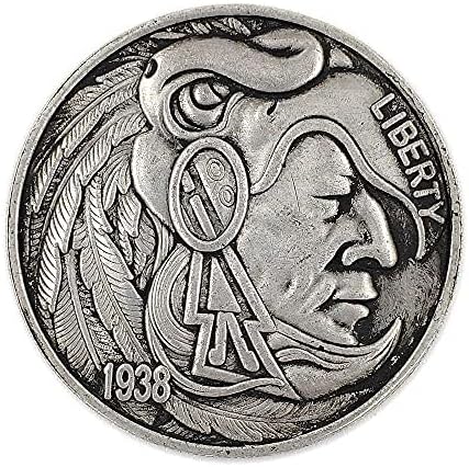 Дълбока Резба С Релефни 1938 American Bird People 骷髅 Монета Micro-Chapter collectionCoin са подбрани Възпоменателна монета