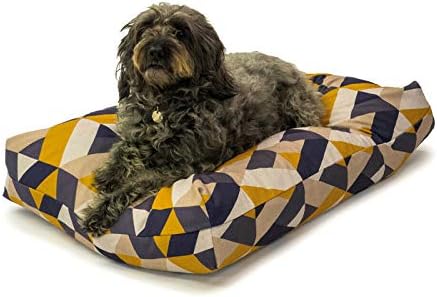 Датски Дизайн на Море Eco-Wellness Гео Плочки Тъмно-жълт Цвят, Водостойкое Преработено Одеяло с ефект на паметта за кучета/Кученца,