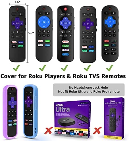 Калъф от 2 опаковки за дистанционно управление Roku, Калъф за дистанционно управление Roku Remote Voice/Hisense/TCL Roku