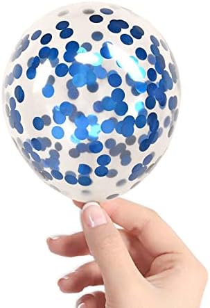 Сини балони с Конфети, 40 бр 5-Инчови Прозрачни балони с Конфети Вътре за Парти по случай Рожден Ден, Абитуриентски,