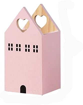 Дървен държач за дръжки във формата на къщи, Настолен Органайзер, Кутия за съхранение на Училищни офис Консумативи, Канцеларски материали от обикновено Дърво (Цвят