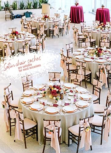 Спектакълът 60 бр Розово-златни сатен крилото за столове, Панделки, Украса, на Калъф за стол за сватбен прием, Панделки