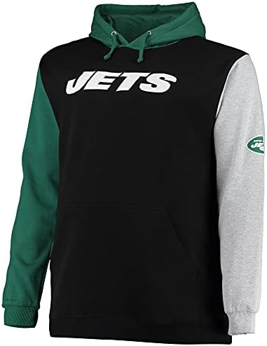 ПРОФИЛ Мъжки Зелен / Черен Пуловер New York Jets Big & Tall с качулка