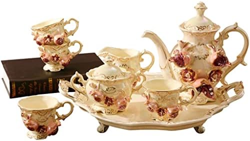TJLSS съраунд кафе услуга с нар, чай, комплект чаши кафе на американско-английски керамични цветя следобеден чай с тавата