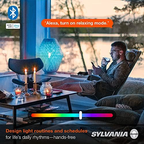 Умна крушка Sylvania, окото led крушка Bluetooth, Съвместима с Alexa и Google Home, A19, което е равно на 60 W, E26,